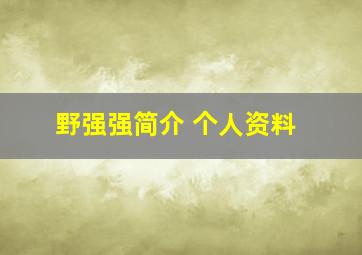 野强强简介 个人资料